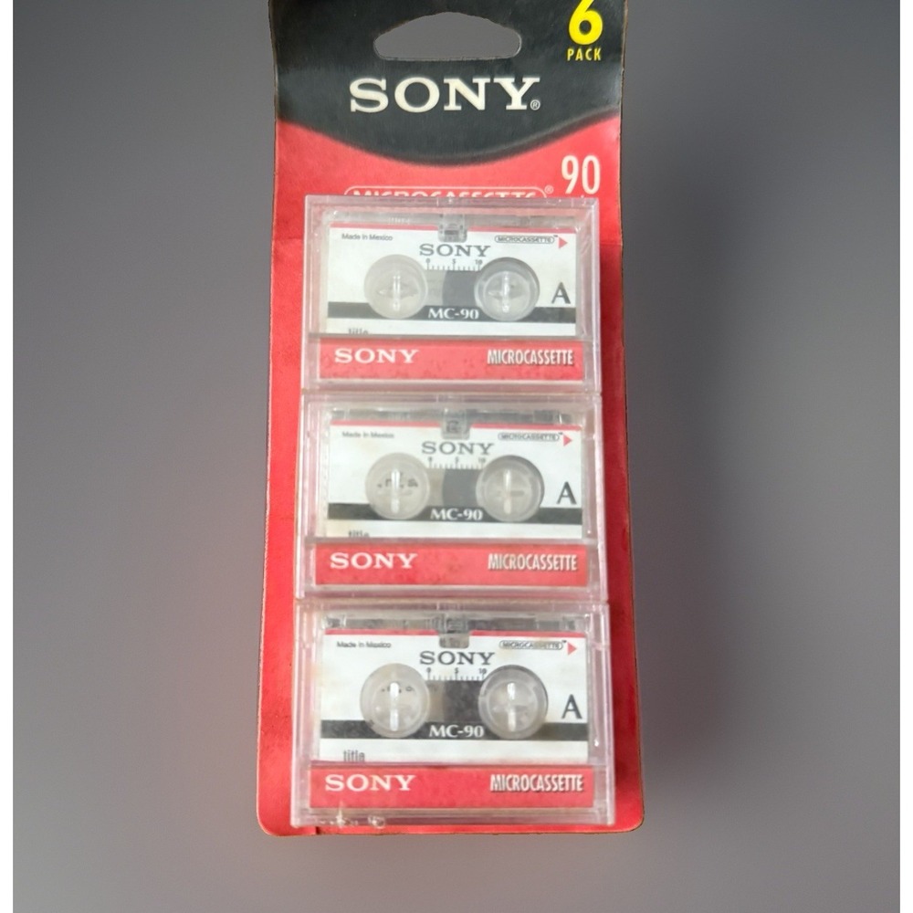 Sony MC-90 Microcassette Blank Audio Tapes 6-Pack 90 Minutes NEW SEALED VTG